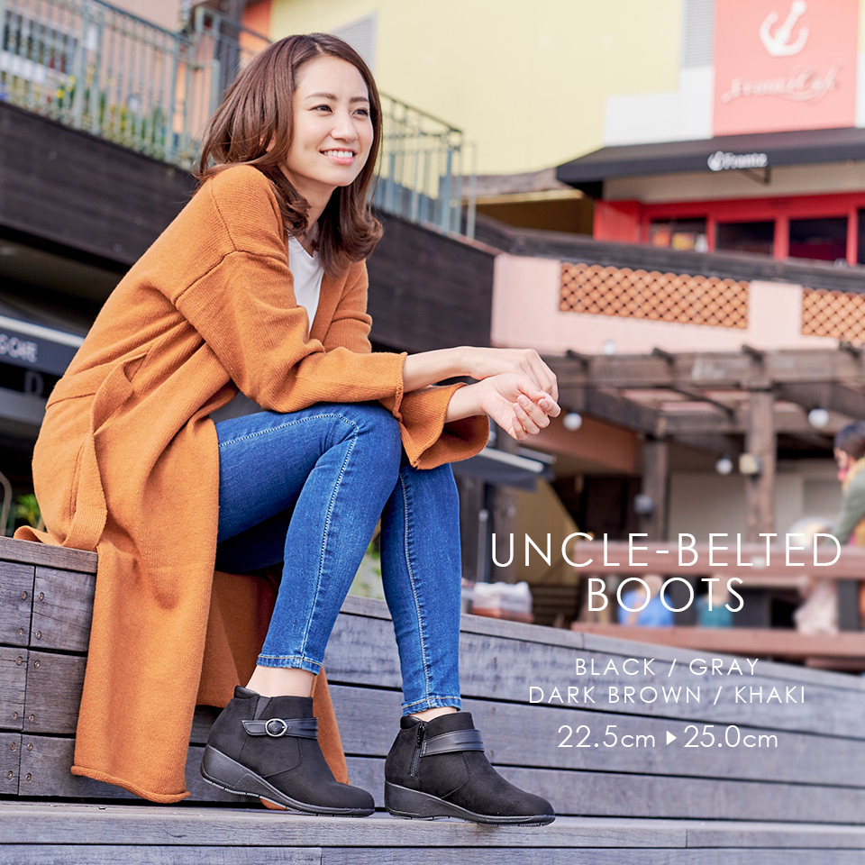 スエード調×合皮ベルトの<br /> 異素材コンビショートブーツ